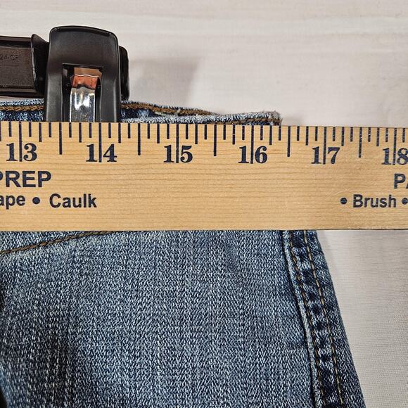 Levis 515 Capri Jeans Womens 12 32x22 Blue Cuffed Wide Leg Stretch Mid Rise - Picture 4 of 10